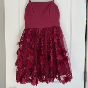 Macy’s maroon flower laced dress!